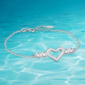 

Truly 100% 925 Sterling Silver Fashion Women's Jewelry Hollow Heart Bracelet 16cm For Women Lady Girl Gift Drop Shipping