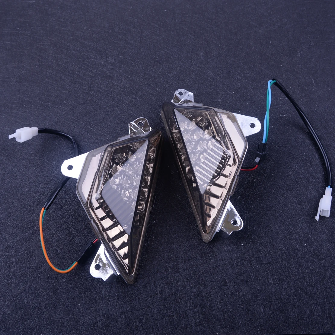 

CITALL 2pcs Left & Right 2 Pin Front LED Turn Signals Light Blinker Indicator Amber Lamp Fit For Kawasaki ZX14R ZX10R ZX636 ZX6R