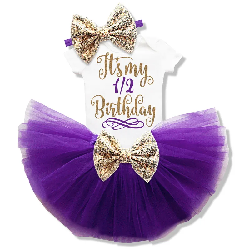 Праздничный костюм для маленьких девочек; детская одежда; летняя брендовая одежда для новорожденных девочек; комплекты для первого дня рождения; одежда для крещения для маленьких девочек - Цвет: Purple6m