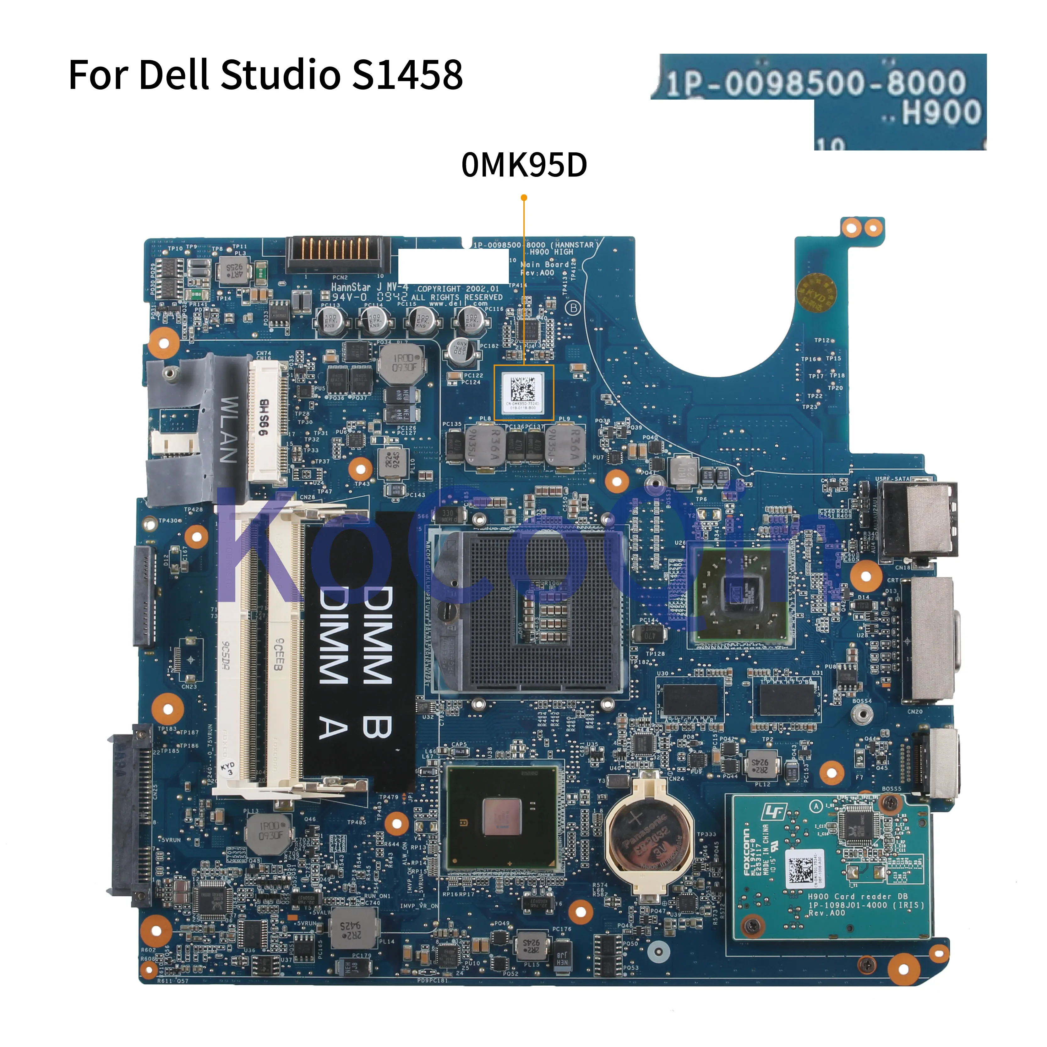 Kocoqin материнская плата для ноутбука Dell Studio 1458 1457 S1458 S1457 HD4500 512MB материнская плата CN-0MK95D 0MK95D 1P-0098J01-8000