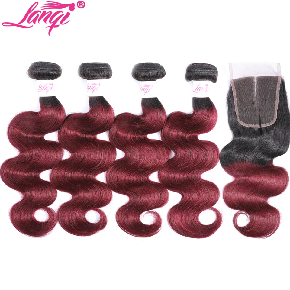 

Brazilian body wave bundles with closure human hair Weave bundles with closure 1b/Burgundy 99j Red Ombre bundles with closure