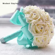 7 цветов бирюзовые Искусственные Свадебные цветы Букеты новые модные свадебные букеты Свадебные аксессуары vestido de noiva