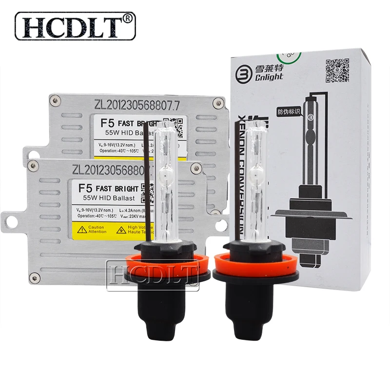 HCDLT 55W F5 Fast Bright Car Headlight Cnlight HID Kit Xenon H1 H7 H11 HB3 HB4 D2H Auto Headlamp Bulb 55W DLT F5T Ballast Reator