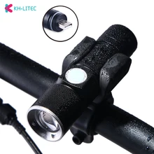 Велосипедный светильник KHLITEC, ультра-яркий растягивающийся зум CREE Q5, 200 м, велосипедный передний светодиодный светильник-вспышка, перезаряжаемый через USB велосипедный светильник