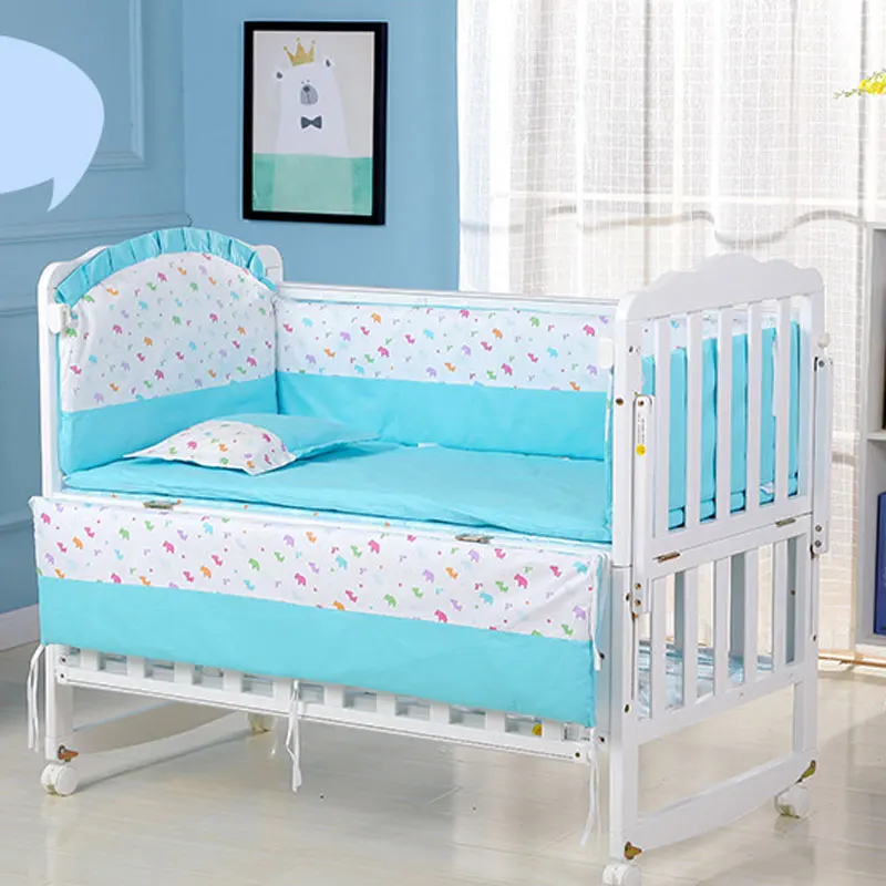 Five-Piece Baby Bedding Sets Crib Bumpers Bed Around Cot Bed Sheets Cotton Thickening Baby Beddings Newborn Bed Bumper 56*100cm
