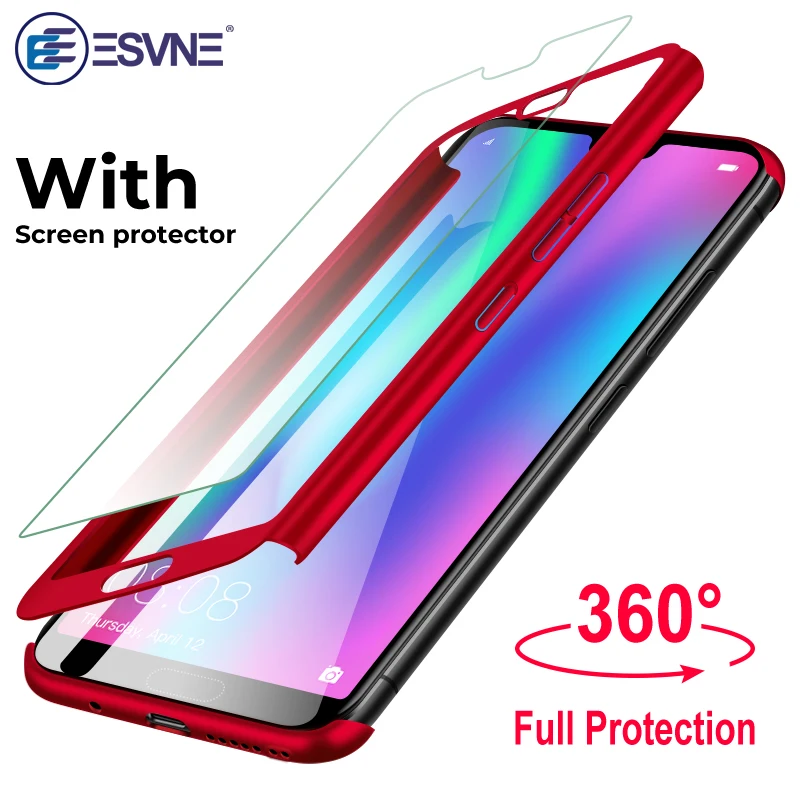 

ESVNE 360 Degree Full Cover Case For Huawei Honor 9 Lite 7C 7X 8X 8 Lite Cases With Glass For Huawei Honor 8 9 10 V9 V10 Case