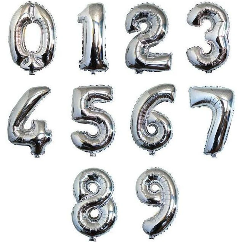 16 дюймов золотое серебряное число Фольга воздушные шары надувные цифры воздушные бальное свадебное украшение счастливый день рождения, мероприятие, вечеринка, воздушные шары, принадлежности для