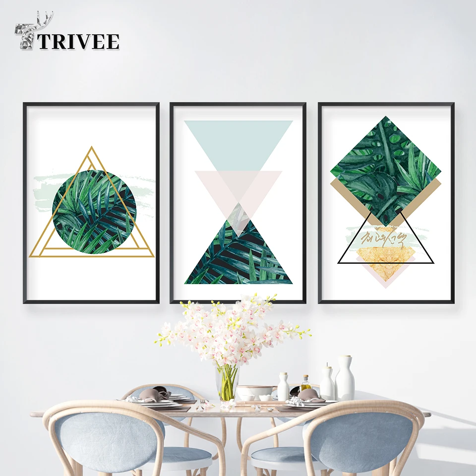 

Green Monstera Palm Leaf Wall Art Canvas Painting Tropical Plants Nordic Posters And Prints Wall Pictures For Living Room Decor