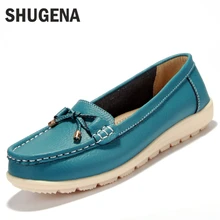 2016 nuevo Verano Del cuero genuino mujeres de los planos zapatos femeninos ocasionales planos de las mujeres mocasines zapatos resbalones de cuero negro plana de las mujeres zapatos