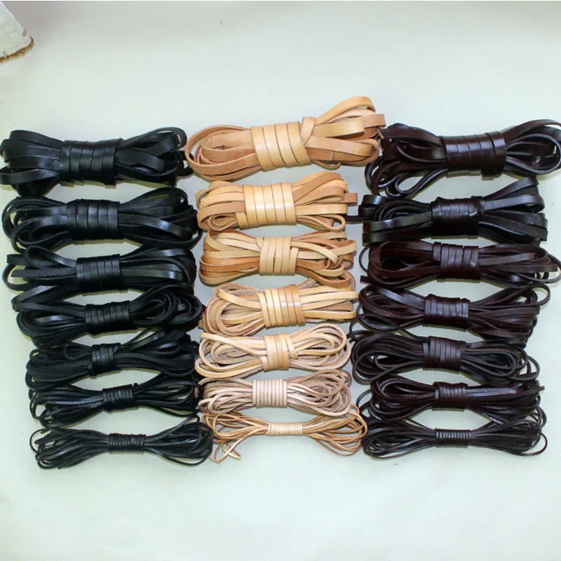 

2/3/4/5/6/8/10/12/15mm100% Genuine Leather Flat Thong Cord Leather Cord String Rope for DIY Necklace Bracelet DIY Jewelry Making