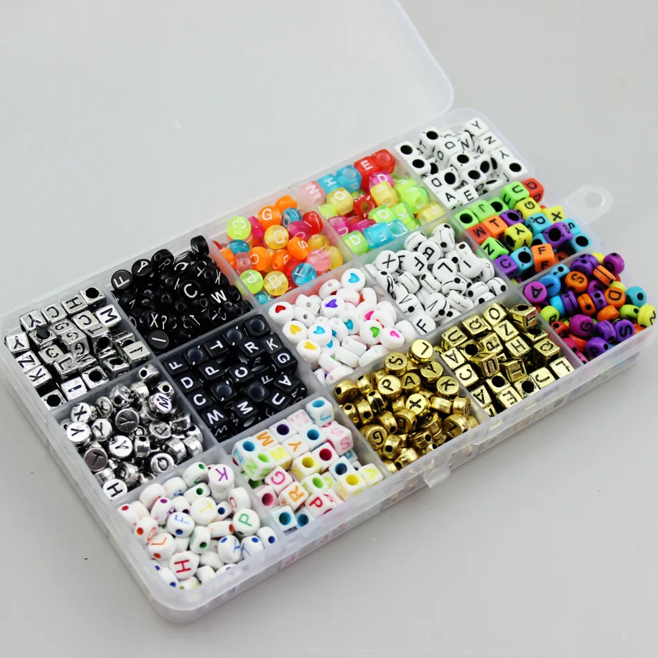 

1100 Pcs/box Alphabet Letters Beads DIY Loose Beads for Jewellery Making Bracelet Necklace Music Festival Party Embellishment