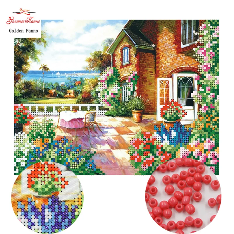 

Golden Panno,Needlework DIY bead Cross stitch Printed Embroidery Precise scenic Pattern cross stitching home 0502