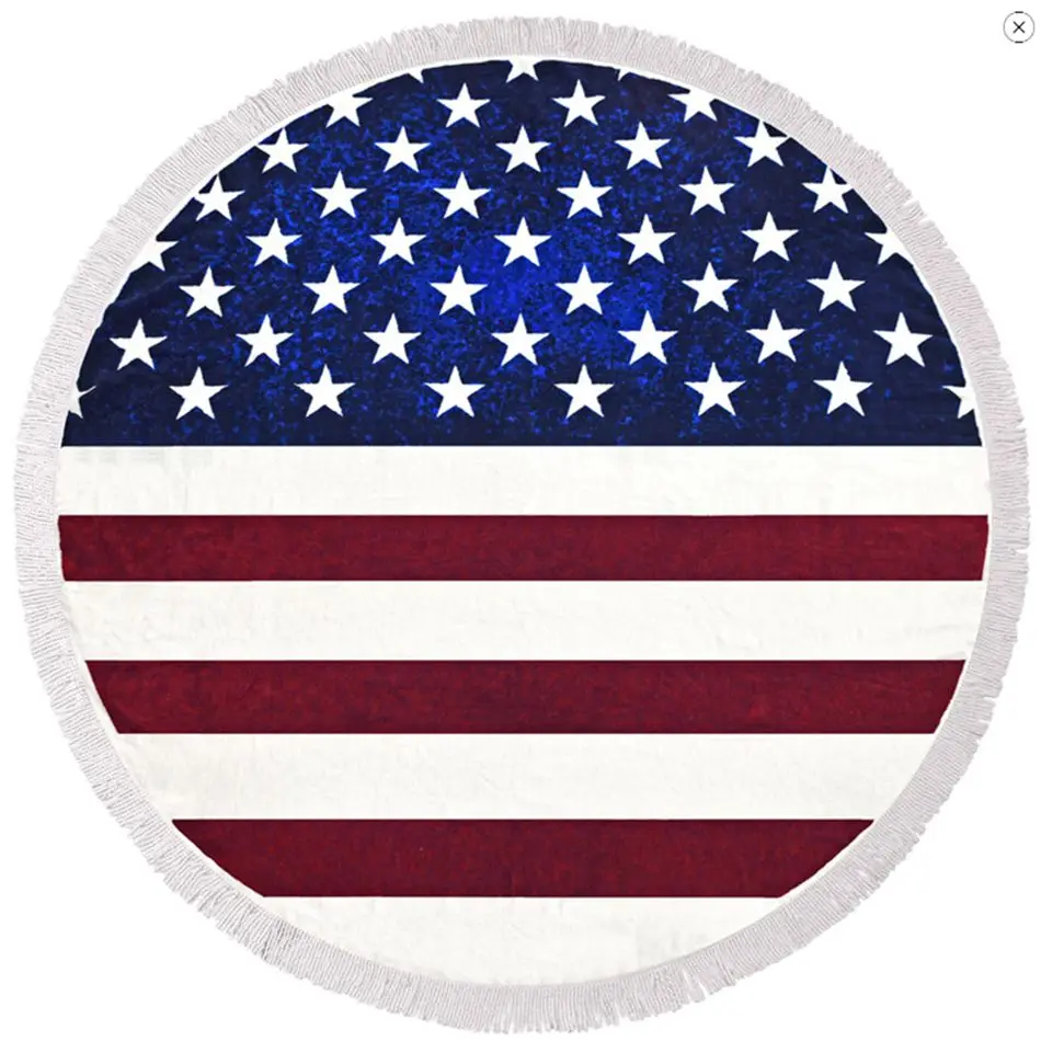 American Flag Tassels Beach Throw Mat Towel Blanket