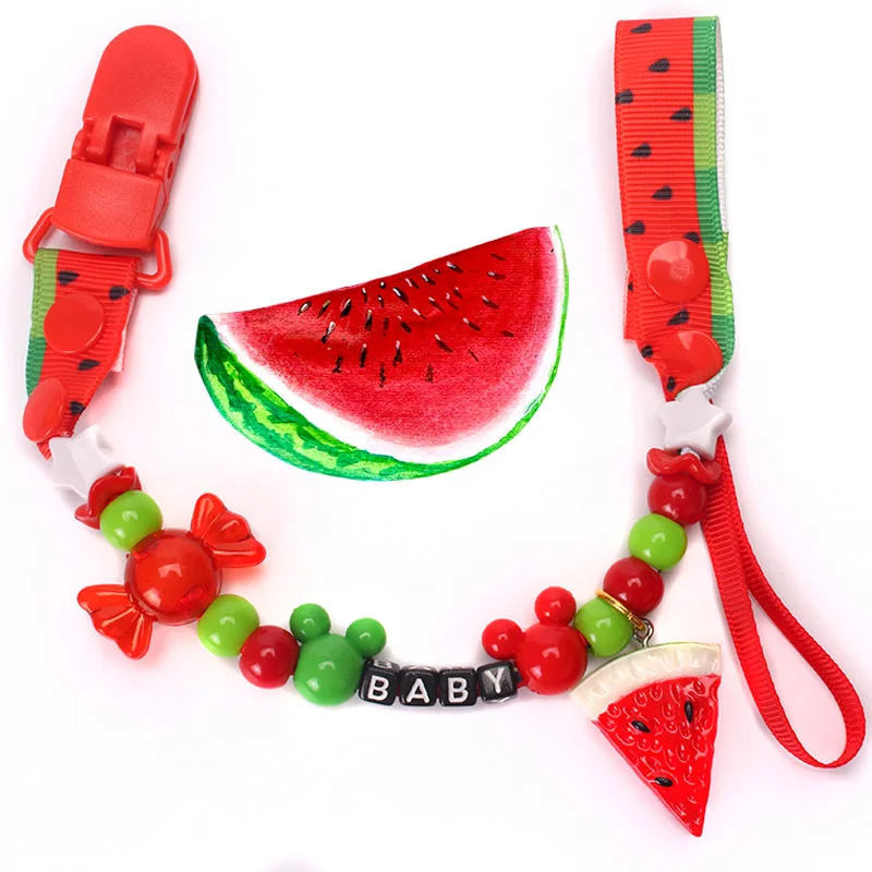 1 PCS New Baby Pacifier Fruit Cartoon Clip Chain Ribbon Holder Pacifier Clips Nipple Holder For Infant Baby Nipple Feeding