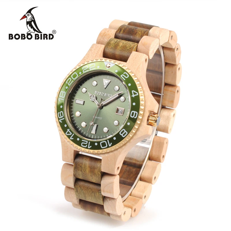 BOBO BIRD 2017 Luxury Brand Wooden Quartz Watches With Sparkling Calendar Display Mens Watch Top Brand Wristwatch relogio C-O25