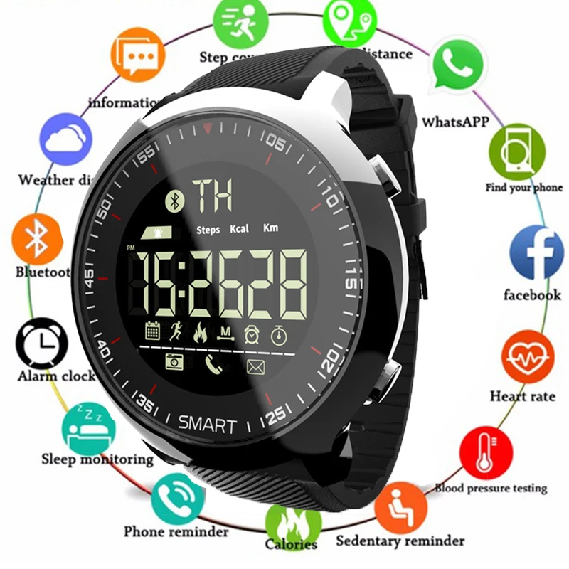 

Smart Watch Sport Waterproof pedometers Message Reminder Bluetooth Outdoor swimming men smartwatch for ios Android phone Watch