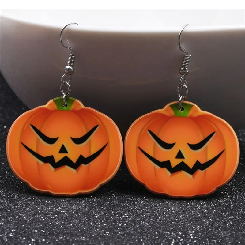 New 3 Styles Halloween Women Pumpkin Drop Dangle Earrings Ear Stud