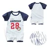 Ropa de bebé recién nacido de verano muchachos mameluco de manga corta mono de dibujos animados impreso deportes béisbol mamelucos monos ropa para bebé ► Foto 3/6