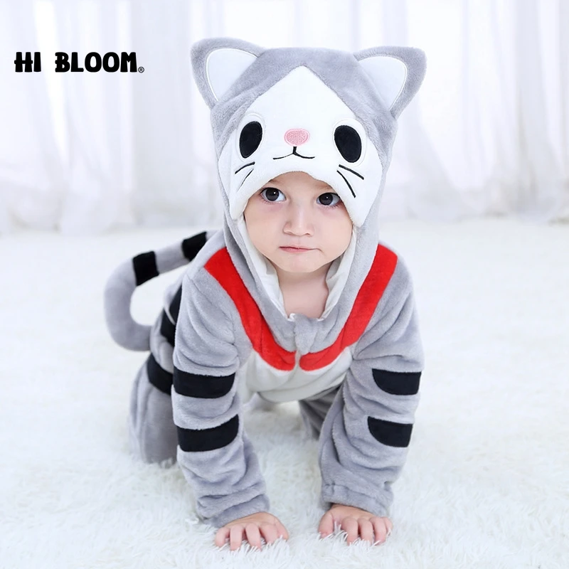 

2019 Spring Autumn New Lovely Baby Romper Animal Gray Cat Infant Pajamas Kids Cute Cartoon Toddler Newborn Girl Boy Clothes