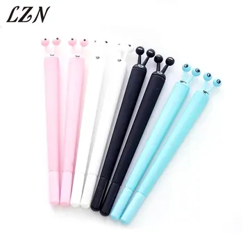 

LZN Free shipping Cute Kawaii Black Ink Cat Gel Pen Cartoon Plastic Gel Pens for Writing Office School Supplies Stationery