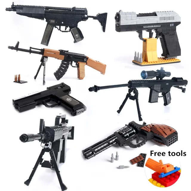 Plastic toy gun Military pistol Assembly model Children's intelligence