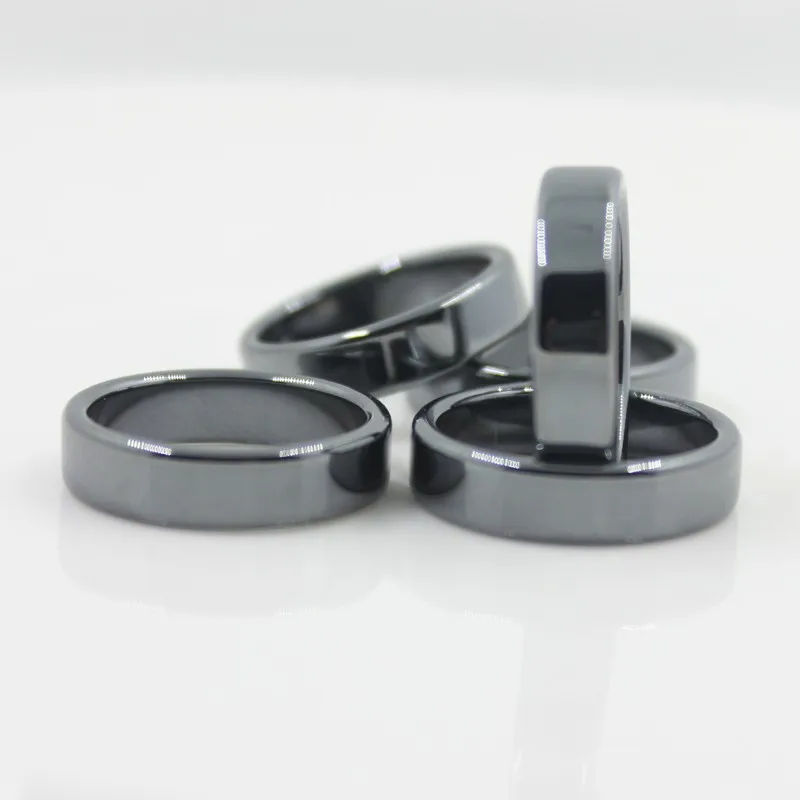 Модные ювелирные изделия класс AAA Качество Гладкие 6 мм ширина плоские гематитовые кольца(1 шт.) HR1002