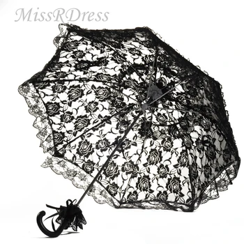 

MissRDress New Style Battenburg Handmade Lace Wedding Umbrella Parasol Red Or Black Bridal Umbrella For Wedding Accessories JKs5