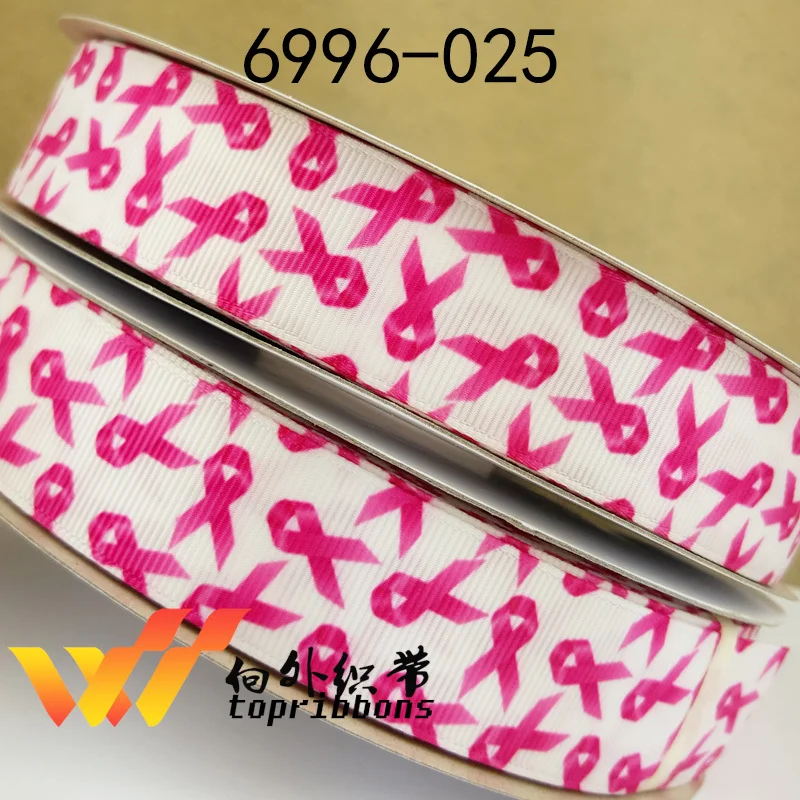 

50 yard per size breast cancer awareness printed grosgrain ribbon FOE printed ribbon 6996-025