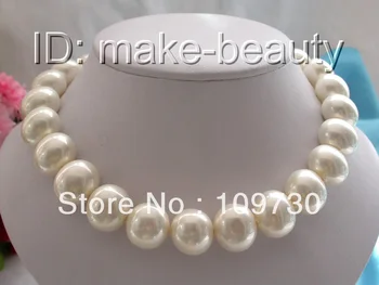 

Jewelry 00558 stunning big 19mm baroque white south sea shell pearl necklace