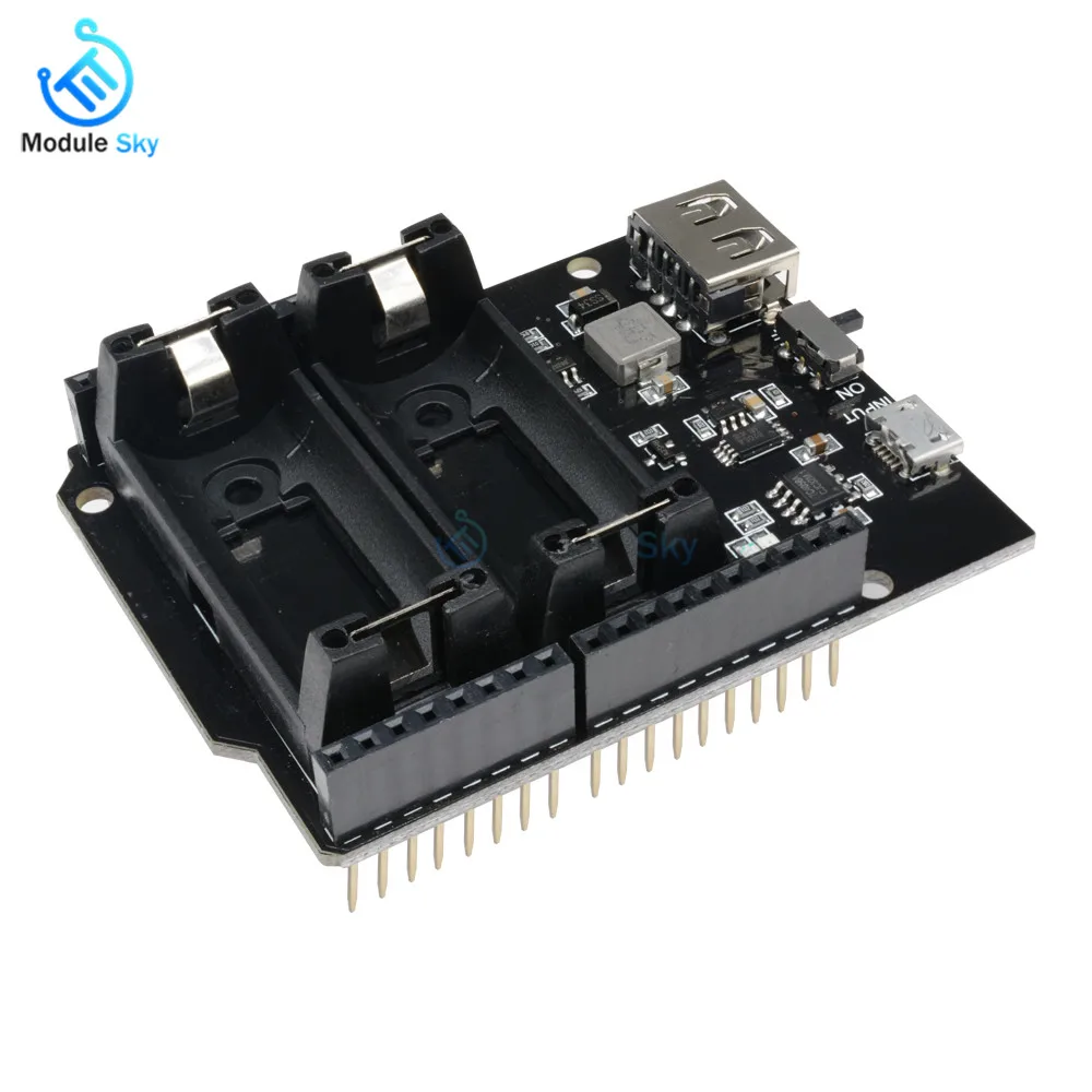 

Dual 16340 Rechargeable Lithium Charging Board Power Bank 5V Micro USB Power Supply Module For Arduino UNO R3 One ESP8266 ESP32