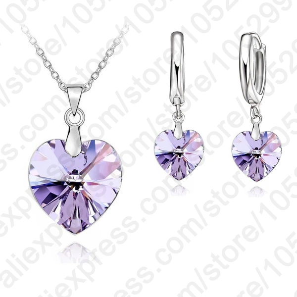 One-Set-Austrian-Crystal-925-Sterling-Silver-Jewelry-Heart-Pendant-Necklaces-Lever-Back-Earrings-Woman-Accessories (4)