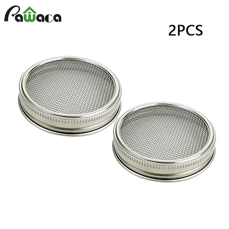 

2pcs/set Stainless Steel Sprouting Lid for Wide Mouth Mason Jars Canning Jars Speed Strainer Lid Net Cover Seed Sprouting Screen