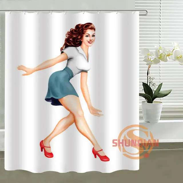 HOT!! Pin up Girl Personalized Shower Curtain custom Waterproof Bath Curtain Fashion Bath decor