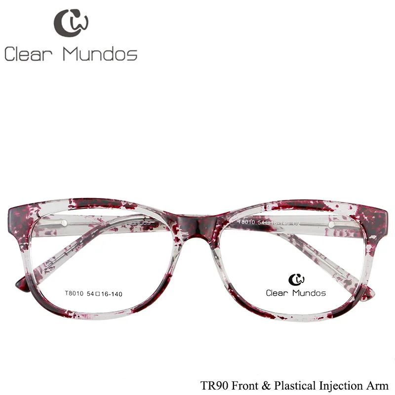 CLEAR MUNDOS Man and Women Fashionable Glasses TR90 Oval Designer Glasses Frames Transparent lens  Eyeglasses for T8010