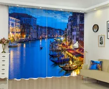 3D Photo Of Venetian Scenery Window Curtain For Living Room
