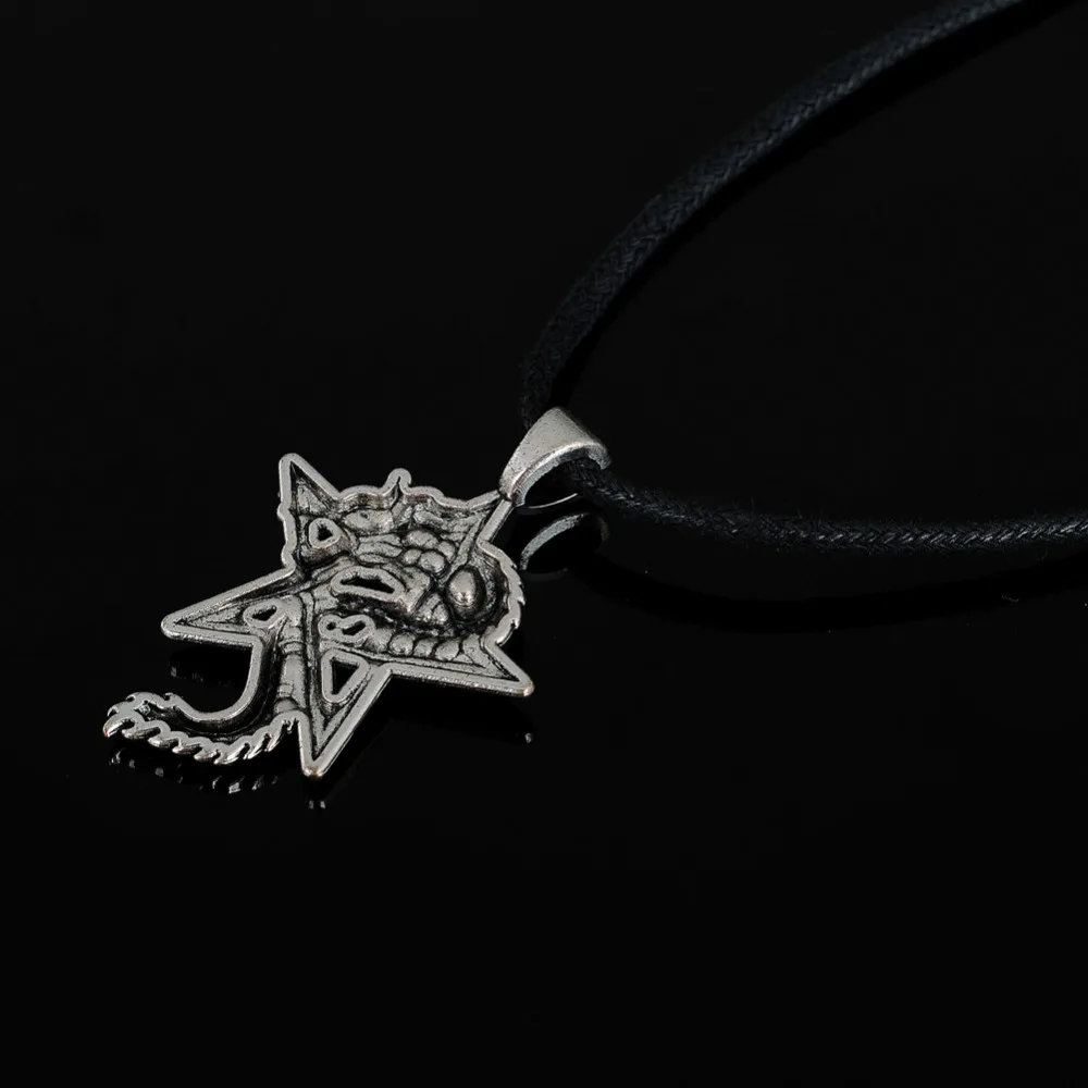 My shape Pewter Dragon on Pentacle звезда пентаграммы Готическая фантазия кулон мужское кожаное