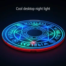 10 Вт Беспроводное зарядное устройство для iPhone X XS XR 8 СВЕТОДИОДНЫЙ круг быстрая Беспроводная зарядка для samsung S10 S9 S8 зарядная панель