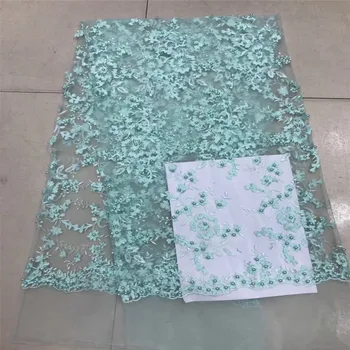 

3 D Beaded Lace Fabric 2018 Fashion African Lace Fabric Tulle African French Lace Fabric High Quality Nigerian Fabrics F108-2