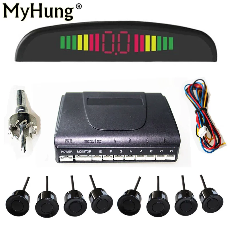 

Car Accessories Car Parking Sensor 8 Sensors Buzzer Backup Radar Detector System Parking System Reverse Sound Alert 1Set