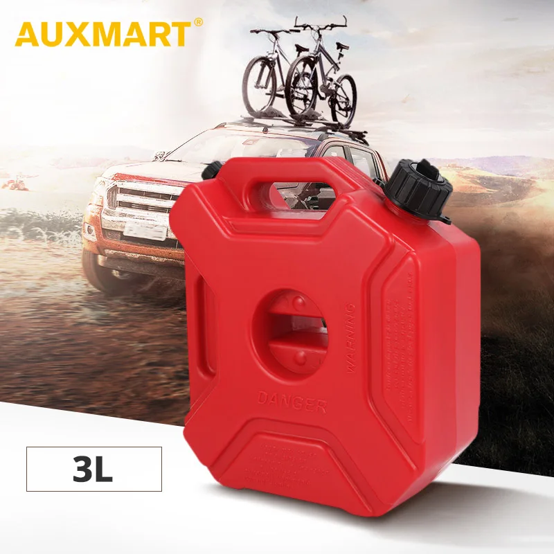 

AUXMART 3L Fuel Tanks Plastic Petrol Cans Car Jerry Can Mount Motorcycle Jerrycan Gas Can Gasoline Oil Container fuel Canister