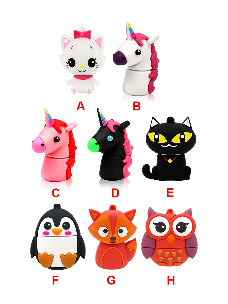 

E8 Cartoon Silicone USB Flash Drive 2.0 unicorn Pen Drive Pendrive 4GB 8GB 16GB 32GB64GB Usb Stick Practical Capacity flash disk