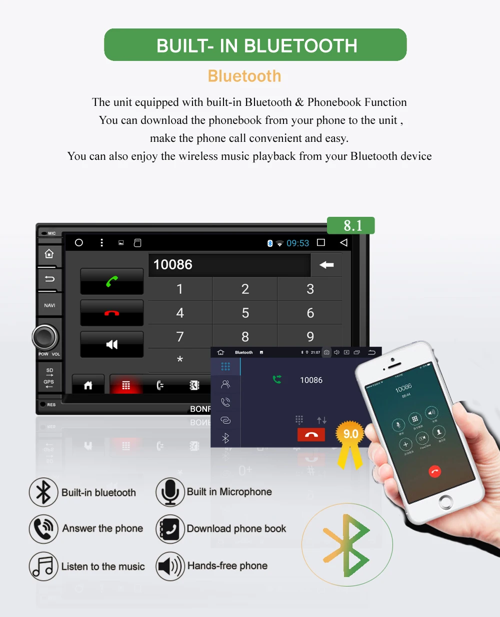 Clearance Bonroad7"2Din Octa Core Android 8.1. Car Multimedia Player With DSP For Nissan GPS Navigation Radio Stereo Audio Player(No DVD) 7