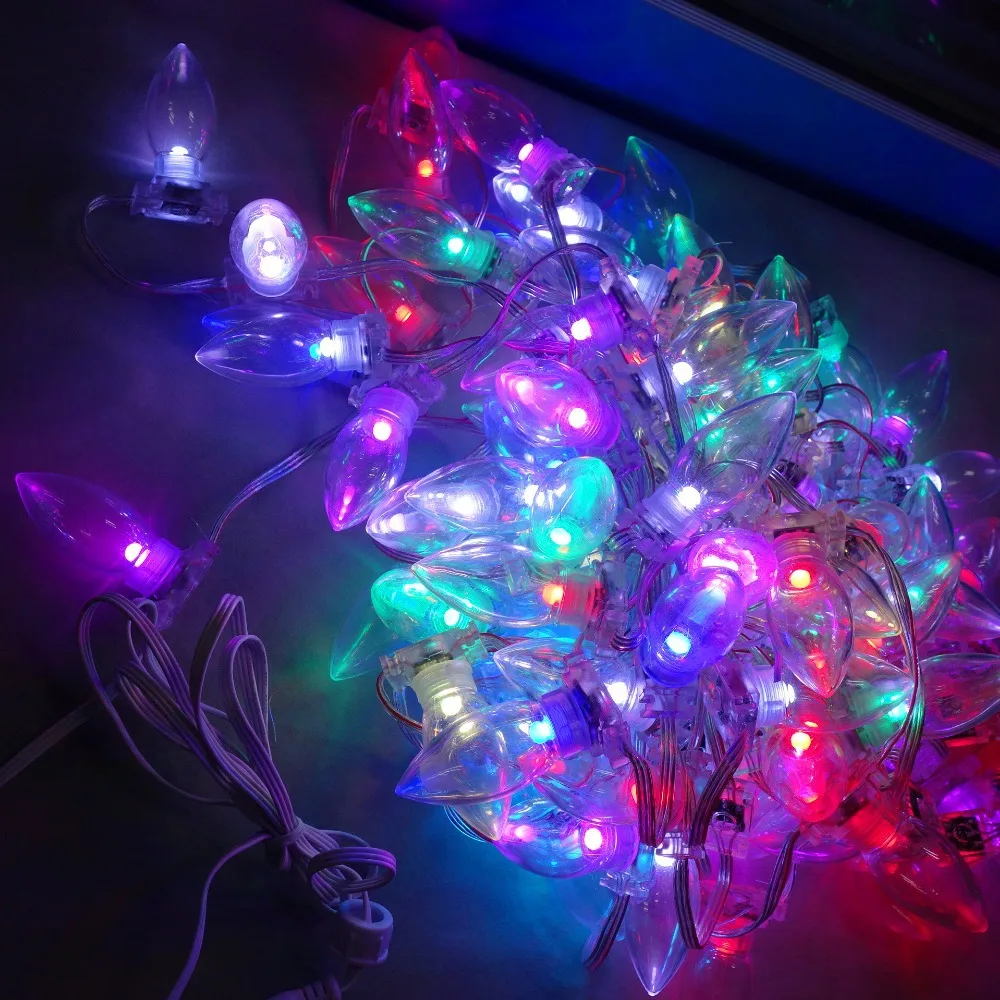 NEW! 50nodes clear smooth C9 DC12V WS2811 LED technicolor pixel;IP68