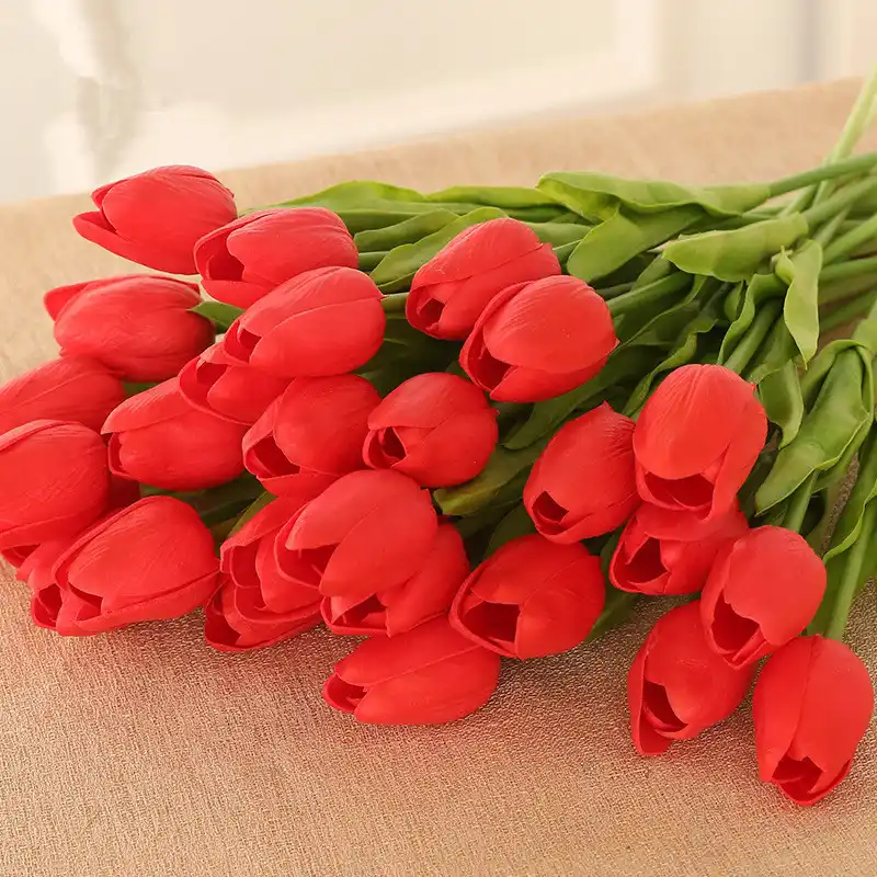 High Quality 1pcs Red Pink Tulips Artificial Flower PU Fake Tulip Real