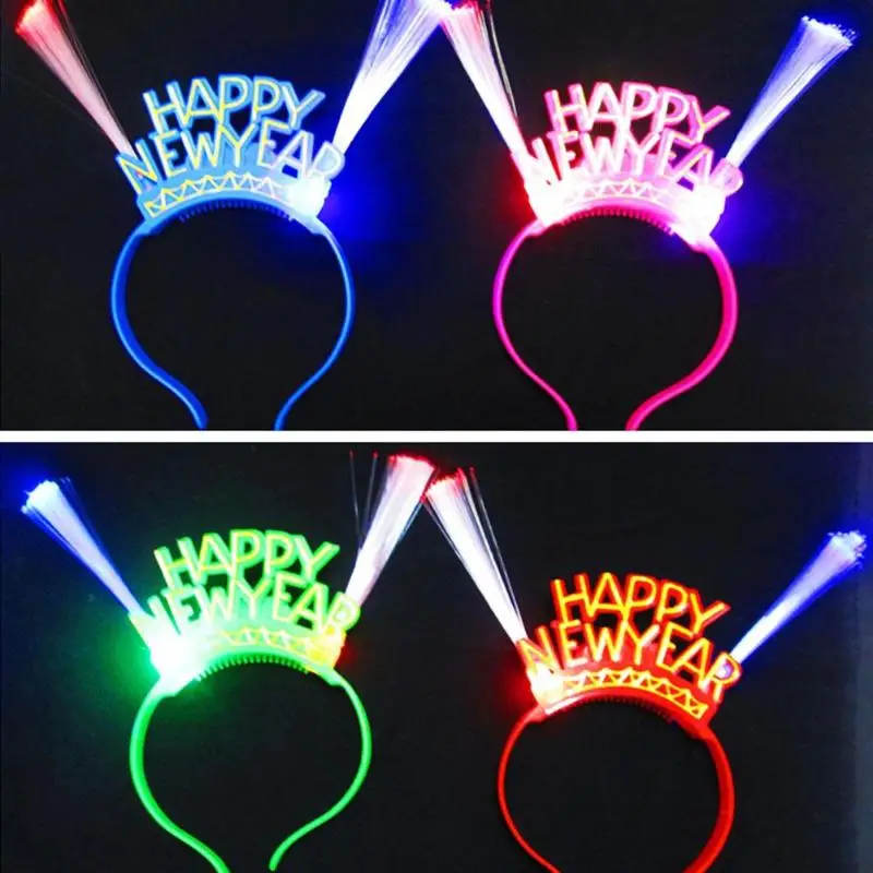 

1piece LED Headband Luminous Headwear Flash Light Happy New Year LED Lights Flash Head toys Kids Hair Band Birthday Headwear