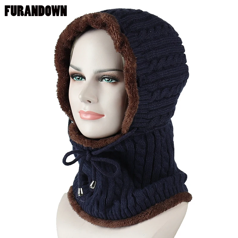 Women Winter Hat With Ears Warm Fleece Liner Knitted Beanies For Ladies
