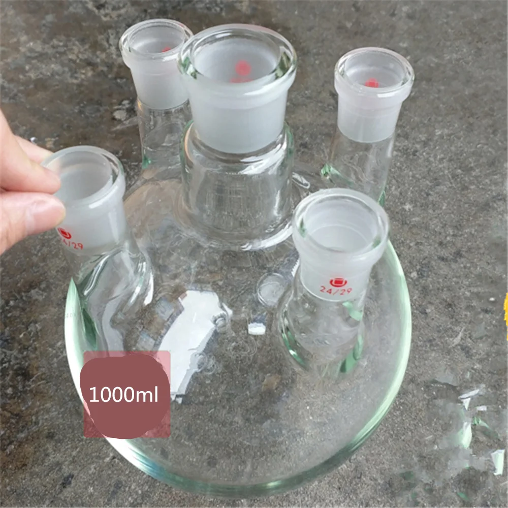 1000ml,24/29*5,5 neck,Round bottom Glass flask,Lab Boiling Flasks,five