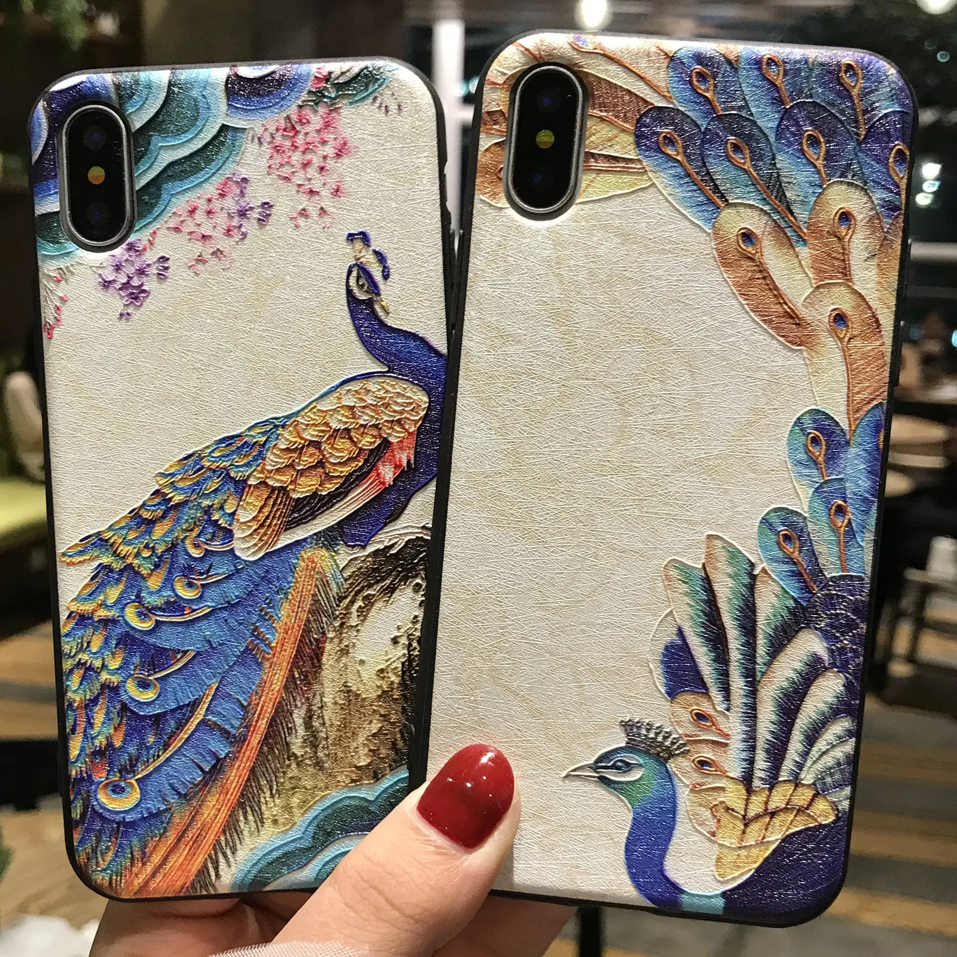 

LUOYY FENJJ Cartoon Peacock 3D Relief Cases For iphone 7 7plus Flamingo Hard Case For iphone X 6 6s 6splus 6plus 8 8plus Cover