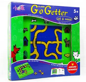 

Candice guo plastic toy cartoon puzzle game baby birthday gift go getter cat and mouse Intelligence square move logic board set