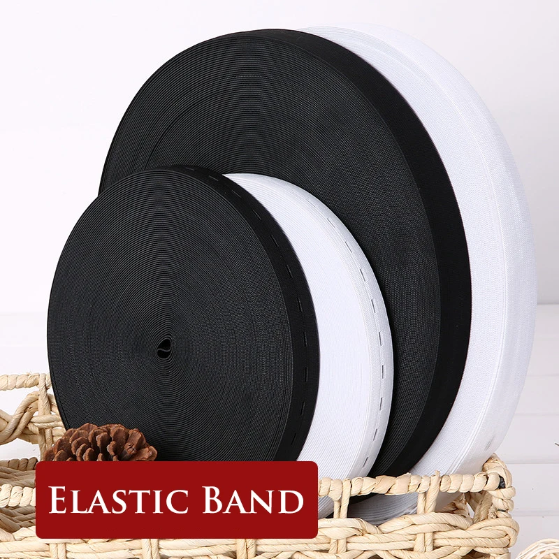 

Black Buttonhole Elastic Band 20mm White Rubber Ribbon DIY Clothing Webbing Garment Sewing Accessories